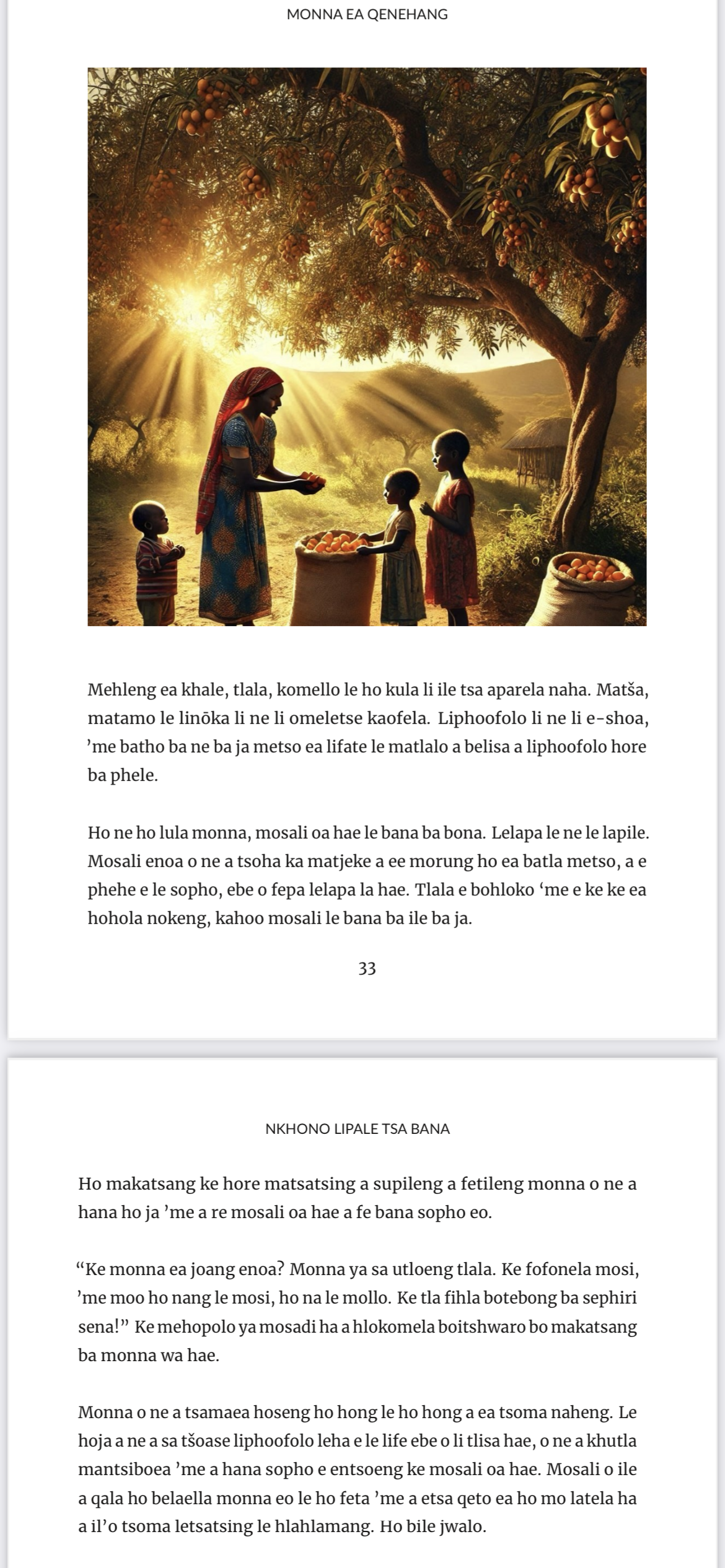 SESOTHO - Nkhono lipale tsa bana