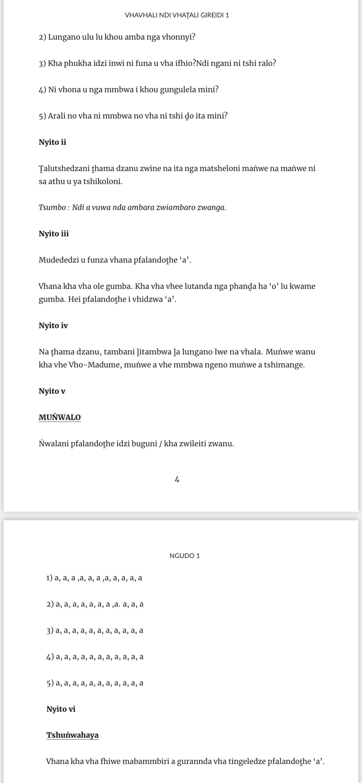 Vhavhali ndi Vhaṱali Gireidi  1