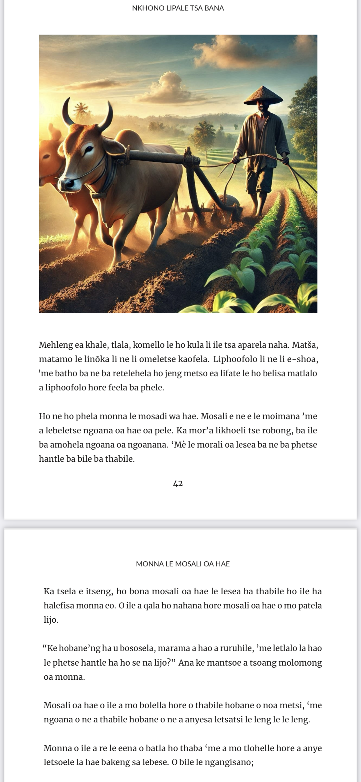 SESOTHO - Nkhono lipale tsa bana